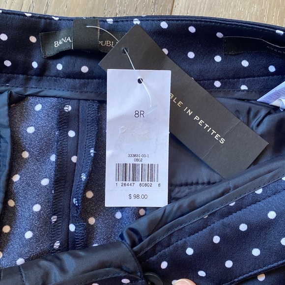 NWT Banana Republic Navy and White Polka Dot Avery Pant - Picture 8 of 13